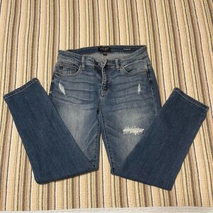 Judy Blue Women’s 7/28 Blue Distressed Boyfriend Fit Stretch Jeans